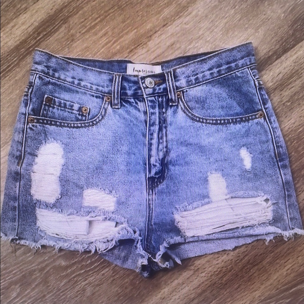 Denim Blue Distressed Women's Shorts